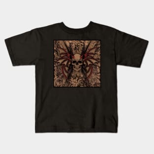 Vintage Flying Devils Skull with Bat Wings Kids T-Shirt